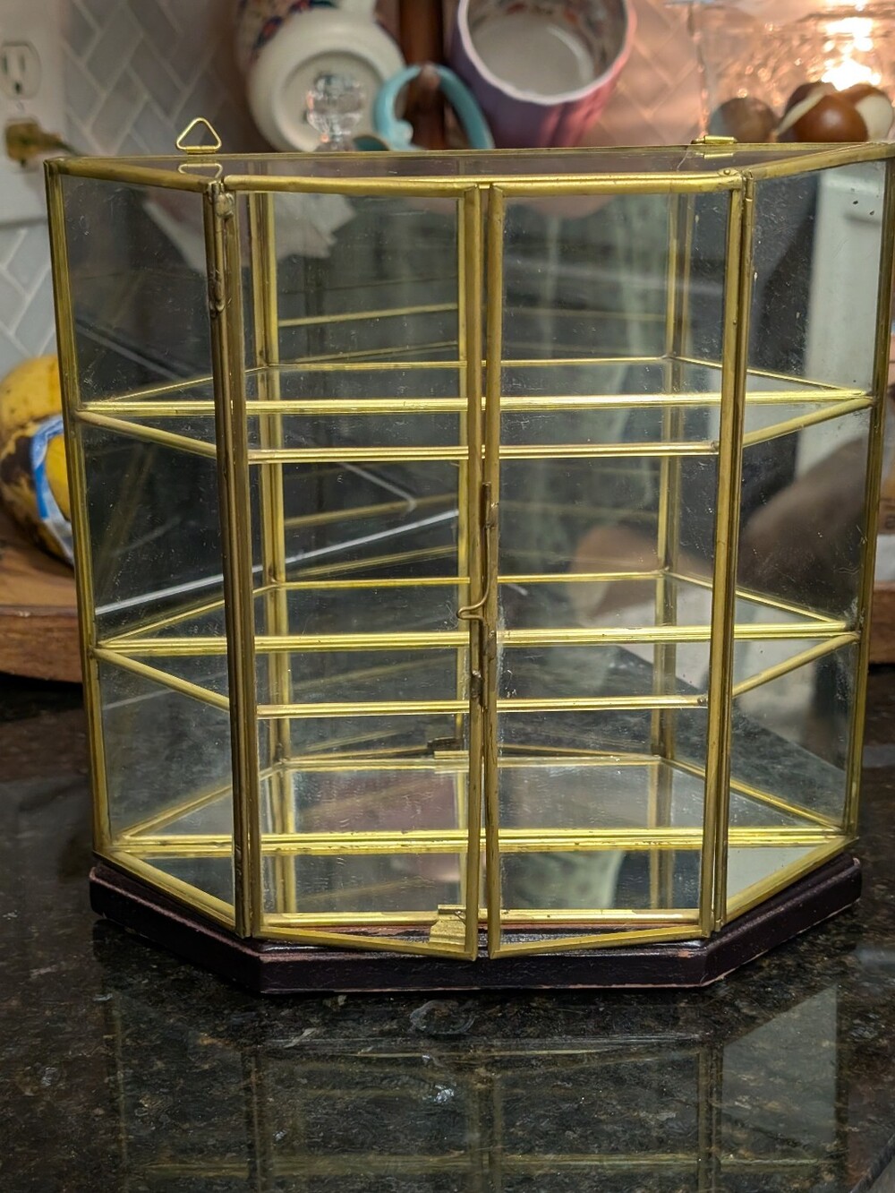Vintage Brass Glass Trinket Display Case
